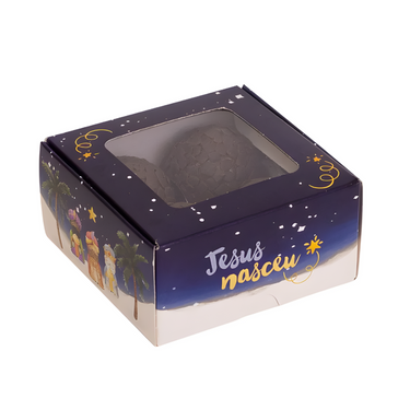 Caixa Com Visor 4 Doces Natal Jesus Nasceu - pack 10 unidades
